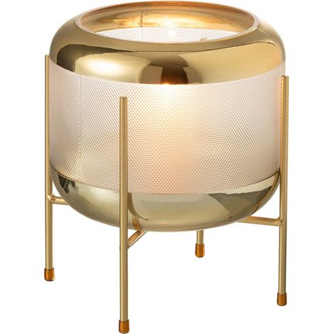 Vase rond motif sur pied verre transparent or 21x20x20cm (1/2)