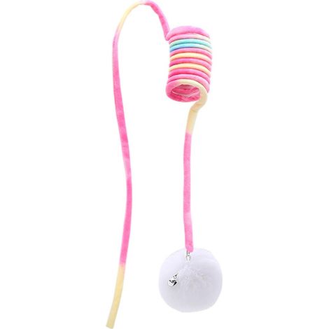 Praktischer Katzenspielzeug-Stick mit Federplüschball, ideal zum Spielen und Necken von Katzen zu Hause