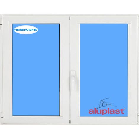 Ventana PVC 1200x1000 Blanca 2 Hojas Oscilobatiente Vidrio Transparente