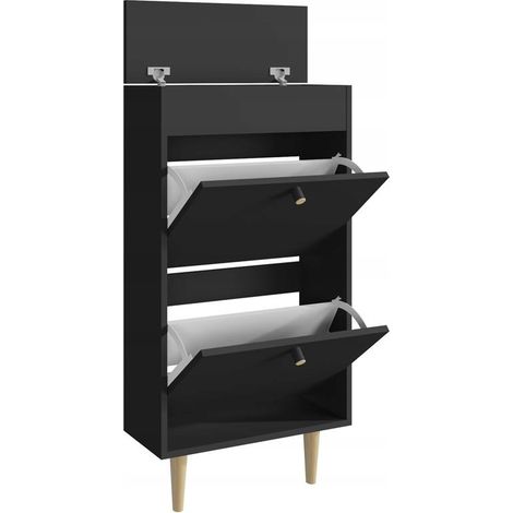 BEHAMO 521 schwarzer Schuhschrank mit Stauraum