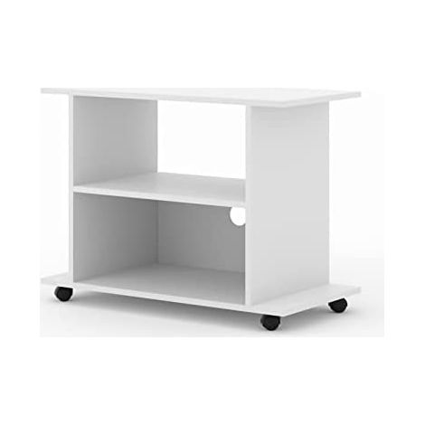 Meuble TV Commode TV Yogi Blanc 60x80x40cm (HxlxP) 2étagères avec roues design moderne de haute qualité (1/3)