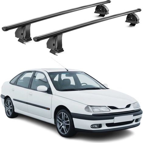OMAC Stahl Dachträger Querträger Renault Laguna I 1994-2001 – TÜV / DIN 75302:2019 – Abschließbar – Max. 75 kg – 2 Stangen – Schwarz