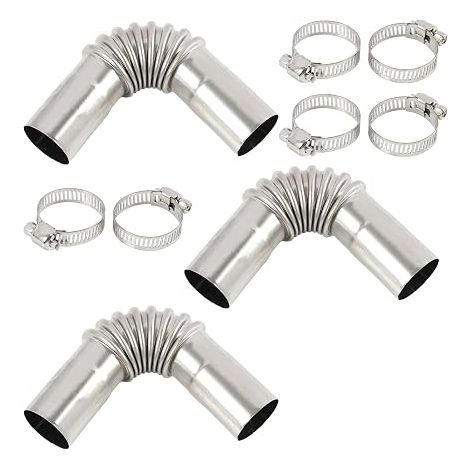 Exhaust Pipe, Stainless Steel Tube Equipped with Stainless Steel Clips, 25 mm Heating Sleeve, Accessories for Car Auxiliary Heating and Diesel Heater (1/5)