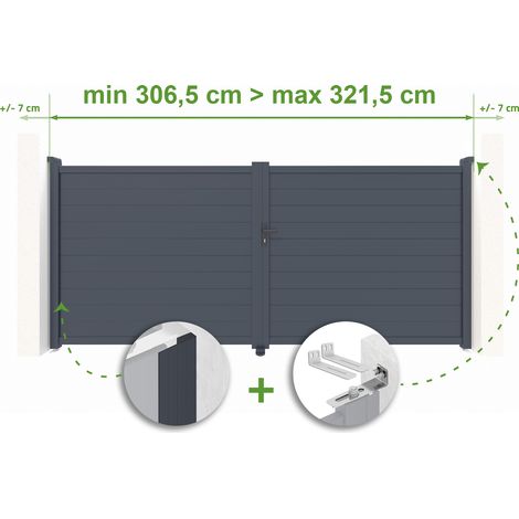 Puerta batiente regulable ancho EIGER 3m Alt.180cm de aluminio Gris antracita (1/4)