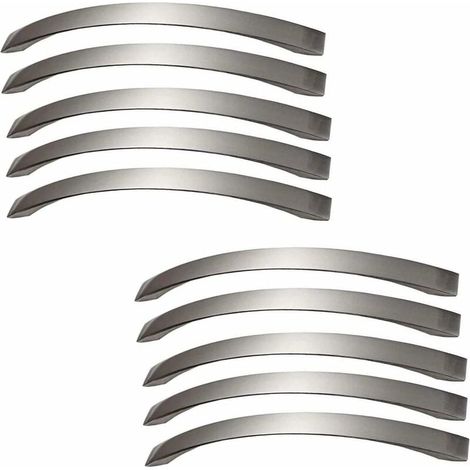 Poignée de meuble de cuisine lot de 10 - Chrome - Poignée de porte en nickel brossé Poignée de cuisine en acier inoxydable Entraxe 160 mm (1/5)