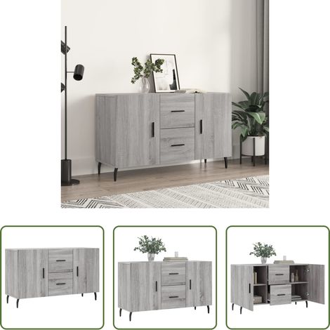 vidaXL Metallbeine - Sideboard Grau Sonoma 100x36x60 cm Holzwerkstoff (1/5)