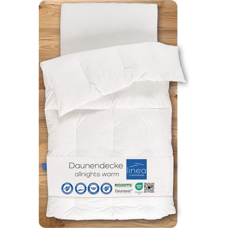 Couette Douillette Chaude, 135 x 200 cm, 100% Plumes et Duvet Neufs, Convient aux Personnes Allergiques, Lavable à 60 °C, Fabriquée en Allemagne (1/5)