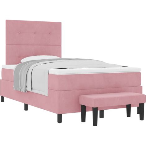Box Spring Bed with Headboard Pink 190 x 120 cm Velvet vidaXL (1/5)