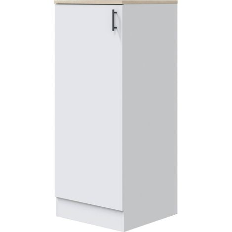 Dmora - Mobile alto 1 anta Pianengo, Colonna cucina, Modulo dispensa verticale, Mobile verticale compatto, 60x60 h148 cm, Bianco e Rovere