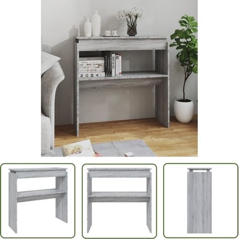 The Living Store Table console Sonoma gris 80x30x80 cm Bois d'ingénierie - Table Basse - Meuble Rangement - Table D'appoint - Design Minimaliste - Table Console (1/5)