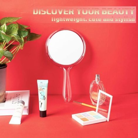 Miroir Portable Double Face Grossissant avec Poignée – Transparent & Pratique (1/5)