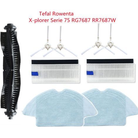 Accessoires pour aspirateur robot Rowenta X-plorer série 75 RG7687 : brosse rotative, brosse latérale et filtre de rechange. Compatible avec l'aspirateur robot Rowenta. (1/5)