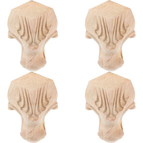 4 Pièces Pieds de Meuble en Bois Vintage Sculptés pour Canapé et Armoire, Style Européen Délicat Bruit, Stables et Décoratifs pour Maison et Bureau (1/5)