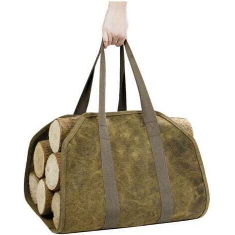 [JAMAIS UTILISÉ] Sac bûche Cheminée fourre-Tout, Panier Bois de Chauffage en Toile Solide, Panier bûche de Transport Bois de Chauffage Foyer Accessoires pour poêle à Bois,94 x 46cm (1/4)
