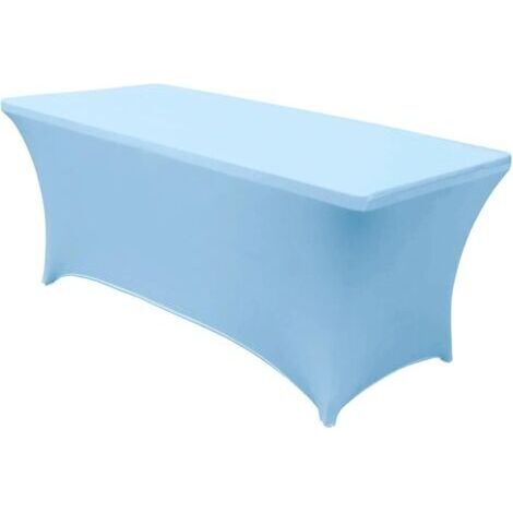 Nappe Extensible Rectangulaire Ajustées, Nappe de Fête en Élasthanne pour Cocktail Anniversaire Mariage Événement, Couverture Table Pliante, Lavable et Infroissable (Bleu,183x76x76cm) (1/5)