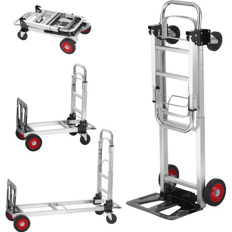 Mophorn – Diable pliant en aluminium 181 kg – Chariot 2-en-1 avec roues en caoutchouc – Résistant à la corrosion – Dimensions 384 x 1075 x 867 mm