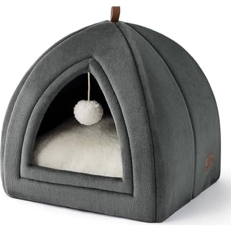 Bedsure Katzenhöhle Katzen Dunkelgrau - pliablee Katzenbett Dunkelgrau, 40x40cm (1/5)