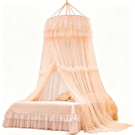 Moustiquaire,moustiquaire pour chambre d'enfant,moustiquaire en dôme,ciel de lit,maille fine,installation sans perçage –100×270×1000cm,Rose clair (1/5)
