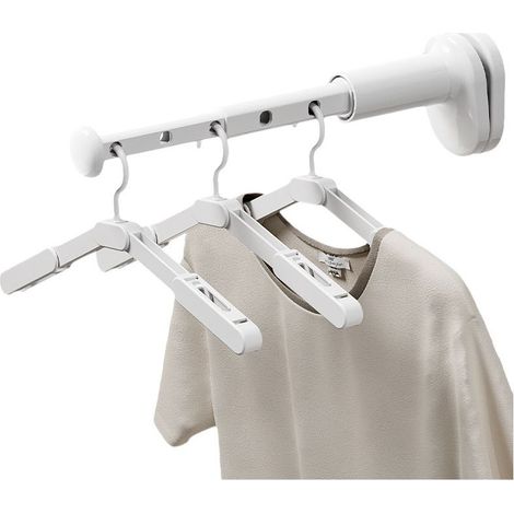 Étendoir à linge pliable et portable, cintre télescopique sans perçage — (1/5)