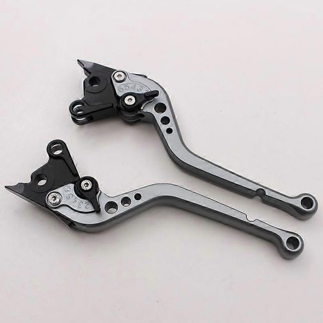 Convient aux motos Ducati 900SS/1000SS : levier de frein et d'embrayage réglable en alliage d'aluminium modifié pour guidon (tige longue, gris). (1/4)
