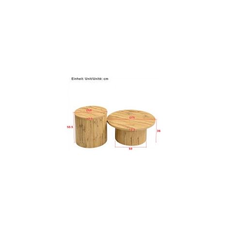 Table basse ronde double – Table d’appoint avec plateaux bois naturel – Style épuré pour salon (1/5)