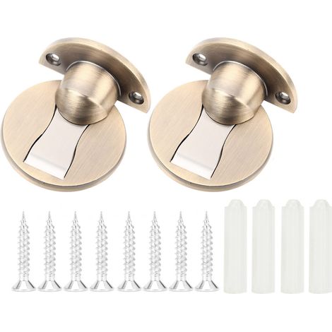 Loquet de porte magnétique en laiton antique, 2 pièces en acier inoxydable, arrêt de porte aimanté, support de porte avec aimant, accessoires de fixation