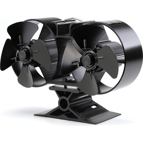 – Ventilateur de cheminée à double tête 8 pales – Aluminium – Démarrage automatique – Silencieux – Pour poêle à bois – 22,5 x 14,5 x 8,5 cm (1/5)