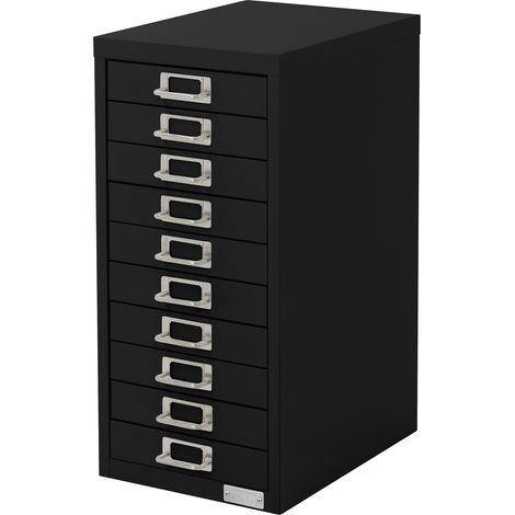 ML-Design Archivador con 10 Cajones, 28x38x60 cm Acero Negro Armario Independiente Auxiliar de Oficinas con Portaetiquetas Cajonera Metálica para DIN A4 Mueble para Almacenamiento Documentos (1/5)