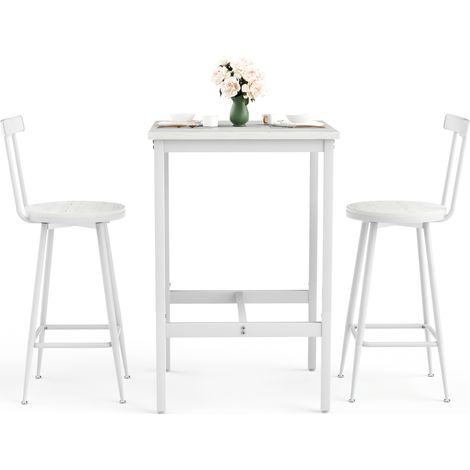 CHICFURN Tavolo alto con 2 sgabelli 60x60x92 cm bianco, melaminico e metallo salvaspazio (1/5)