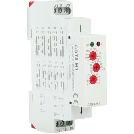 GRT8-M1 10 Function Time Relay, 35mm DIN Rail Mount, 12V/240V AC/DC, 50-60Hz (1/4)