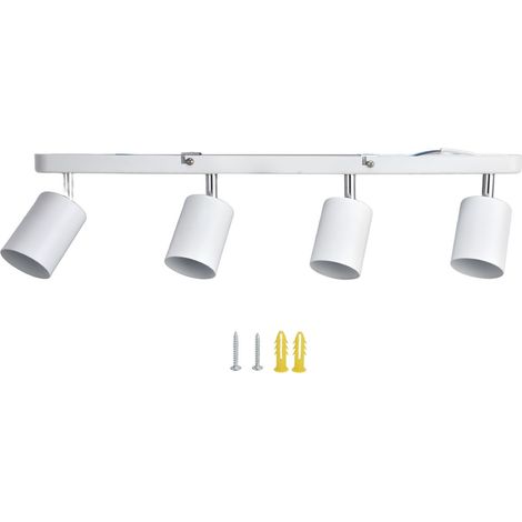 Douille GU10, spot de plafond rotatif à 4 têtes, blanc, pour cantine, centre commercial ou vitrine. (1/5)