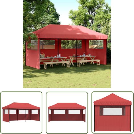 The Living Store Tente de réception pliable escamotable avec 3 parois latérales - Tents Gazebos - Abri Extérieur - Tente De Réception - Chapiteau Pliable - Structure Extérieure (1/5)