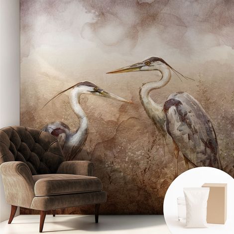 Carta Da Parati Non Tessuto - Con Colla Inclusa per Camera da Letto - Facile da Applica - Motivo decorativo Uccelli eleganti 250x250 cm (1/5)