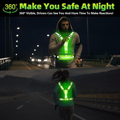 Gilet riflettente a LED ricaricabile tramite USB per corsa e ciclismo, sicurezza notturna con supporto per telefono - ALTRO (1/4)