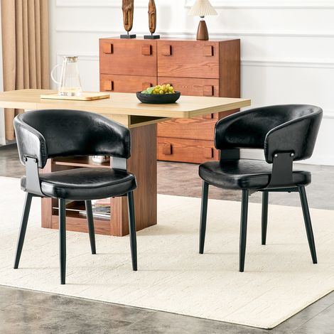 MEUBLIV Schwarze Esszimmerstühle, 2er-Set – gepolsterte Rückenlehne (1/5)