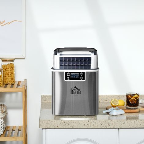 Machine à glace 20 kg en 24 heures 24 cubes en 14-18 minutes cuillère taille réglable réservoir 3 2 L système - Couleur: Argent (1/4)