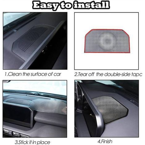 Disponible en une seule couleur : noir. Matériau : acier inoxydable OC24525. Grille de haut-parleur pour tableau de bord automobile.  -DECOWOOD