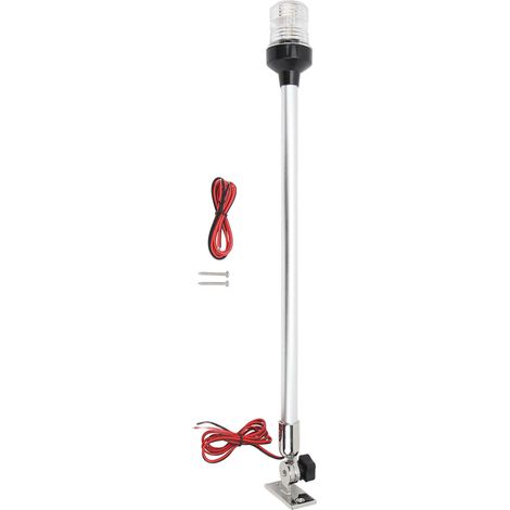 Lumière d'ancre de bateau de 22 pouces, poteau arrière LED rond à 360 °, Base en acier inoxydable 316 pour bateaux de pêche, yachts. (1/4)