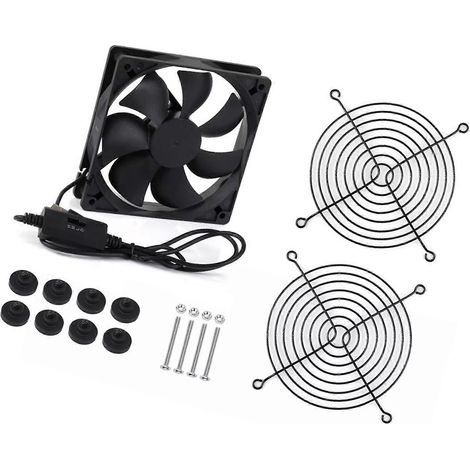 Ventilateur silencieux de 120 mm, alimentation USB 5 V, 3 vitesses, idéal pour la maison, le bureau et l'industrie, multicolore (1 unité) (1/5)