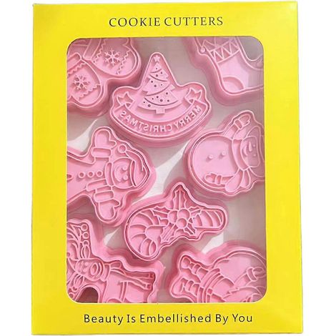 Ensemble de 8 moules à biscuits 3D en plastique, à décorer soi-même, avec motifs de dessins animés.