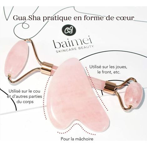 One Piece Gua Sha and Jade Roller, Facial Roller, Facial Roller Beauty Tool, Baimei Rose Quartz Facial, Eye, Neck Massager (Rose) MNS (1/3)