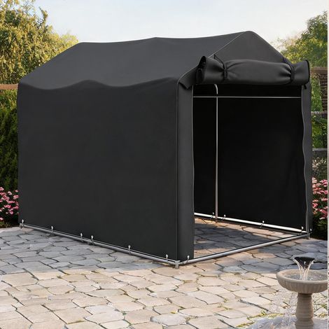 Abri de jardin schwarz en metall PE 220 x 157 x 165 cm (1/5)