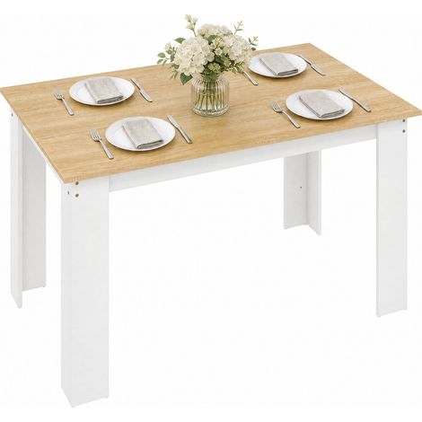 HOMCOM Dining Table for 4-6 People, Wood Effect Tabletop, Oak & White