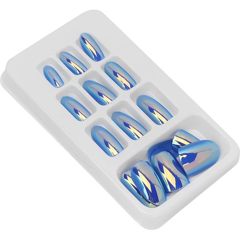 24 faux ongles longs Coffin à paillettes French Ballerina, 12 tailles pour salon et DIY, art nail brillant LG11 (1/5)