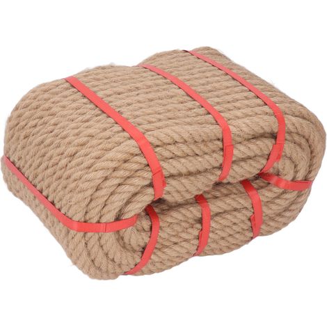 Corde en chanvre fibres naturelles tressée multifilaments 50 m 14 mm pour bricolage déco maison jardin sécurité (1/5)