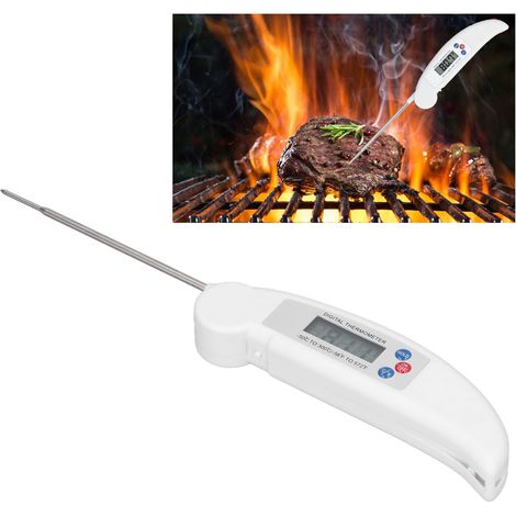 Thermomètre à sonde pliable pour barbecue, grillades, cuisine, thermomètre à sonde électronique, blanc. (1/5)