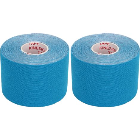 2 Rouleaux de Ruban Kinésiologique 5cm x 5m pour Sport et Fitness, Bleu Ciel - Adhésif Musculaire (1/5)