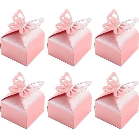 Wedding Confetti Box - Pink Butterfly - 50 Pieces - Beaded Paper - Romantic Style (1/4)
