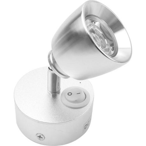 Lampe murale, lampe de chevet, lampe de lecture à pince avec interrupteur pour caravanes, bateaux, etc. (argenté) (1/5)