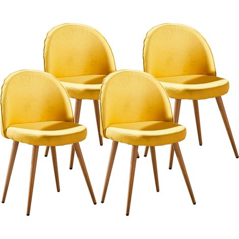 Set aus vier skandinavischen GREK Stühlen gelb